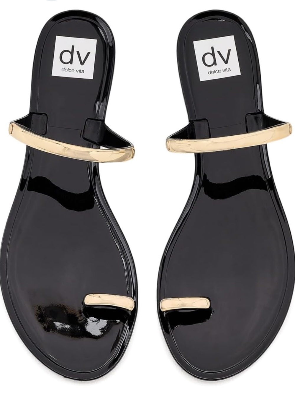Dolce Vita Black Ivonna Sandals with Gold Accents NEW